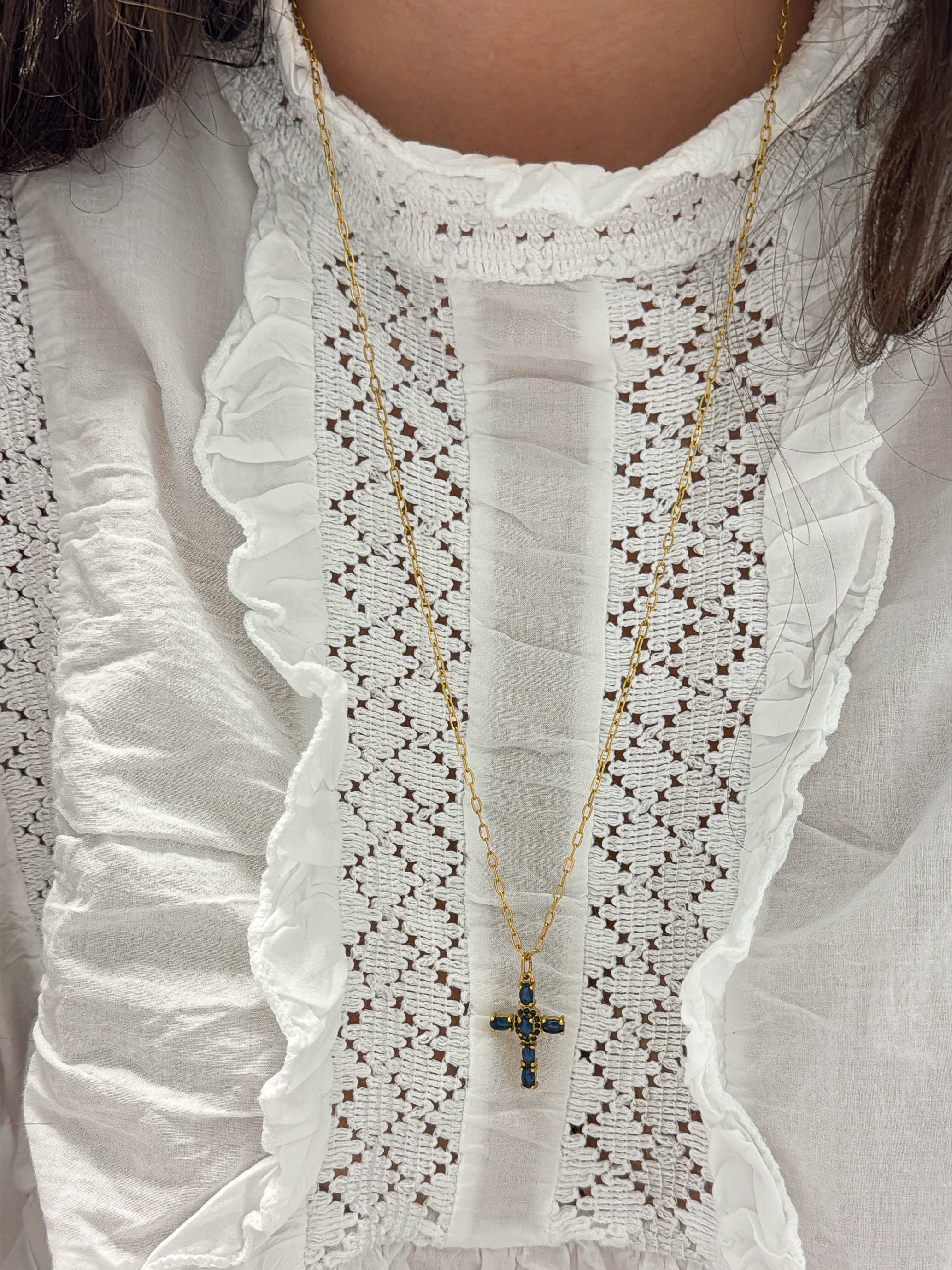 Talaia Bijoux Colliers Collier long Croix bleu foncé Bijoux