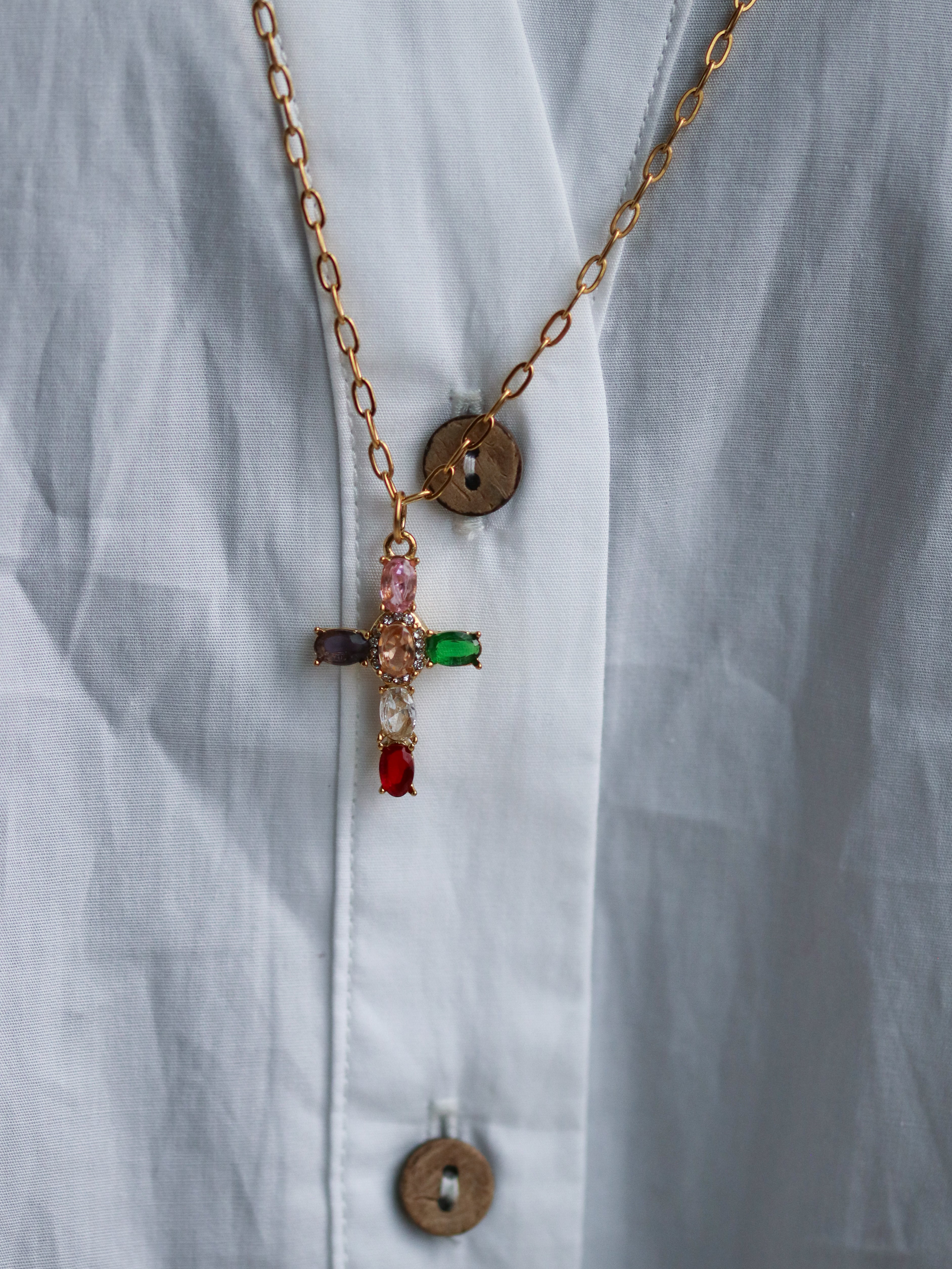 Talaia Bijoux Colliers Collier long Croix coloré Bijoux