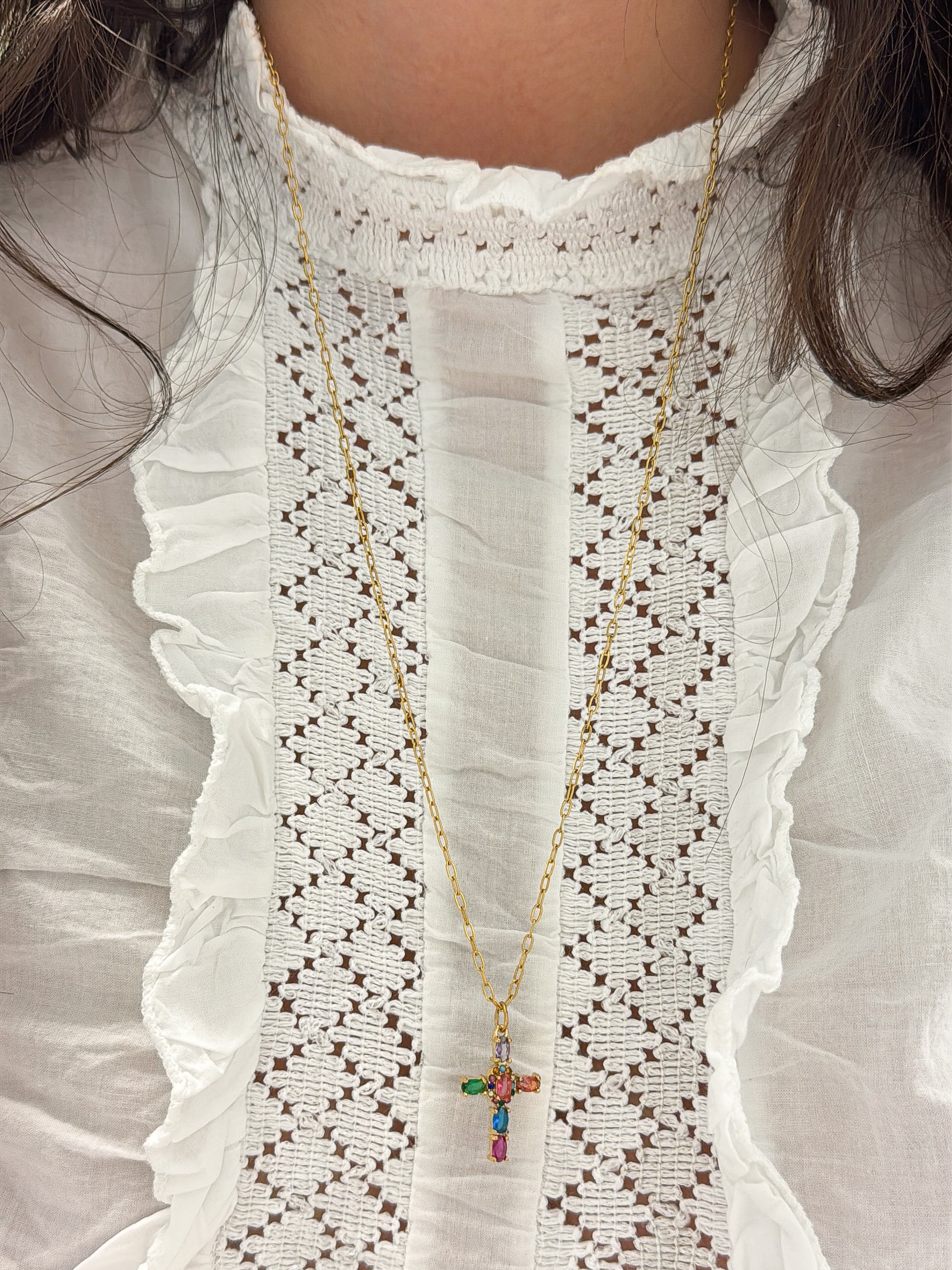 Talaia Bijoux Colliers Collier long Croix multicolore Bijoux