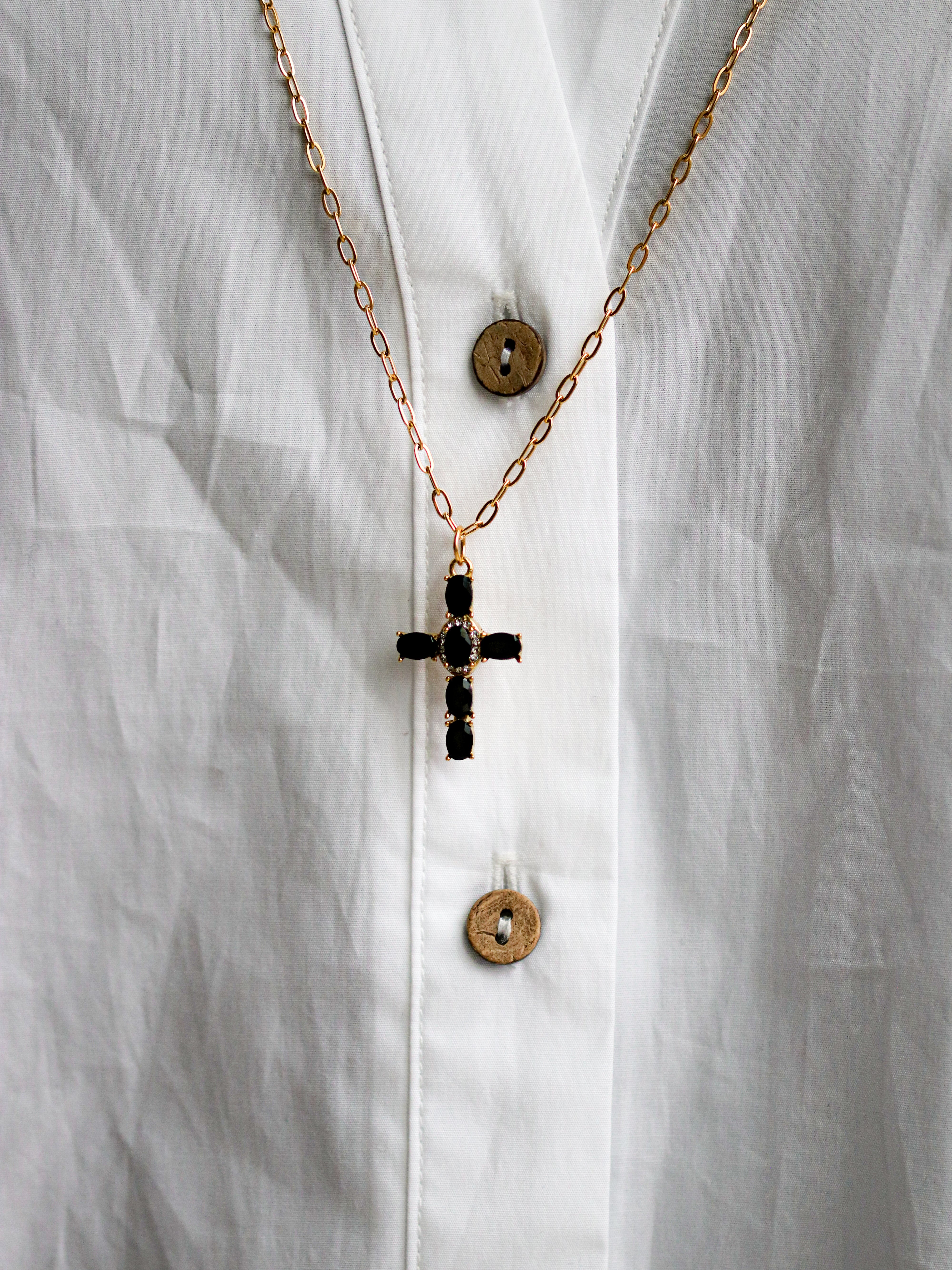 Talaia Bijoux Colliers Collier long Croix noire Bijoux