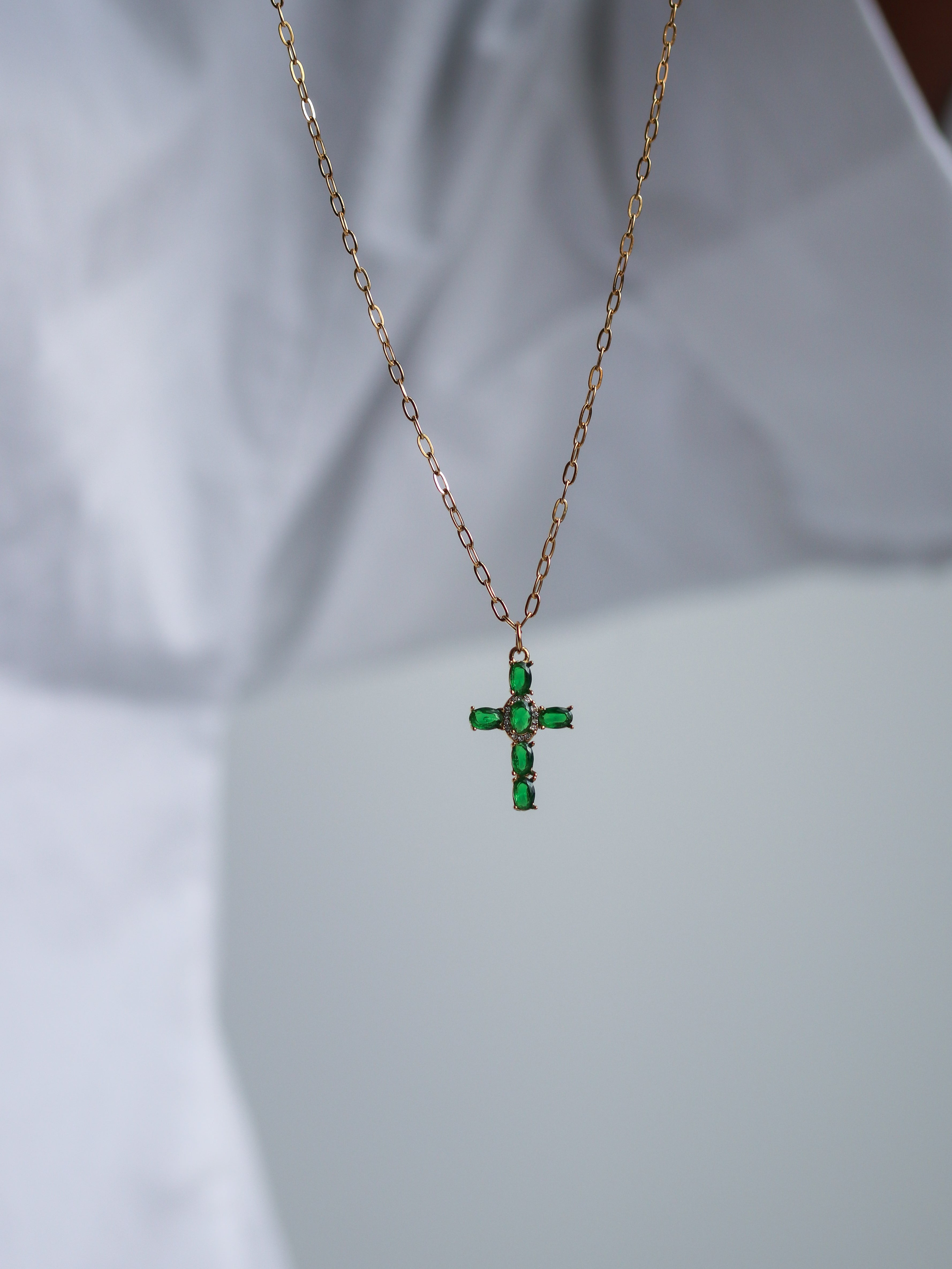 Talaia Bijoux Colliers Collier long Croix verte Bijoux