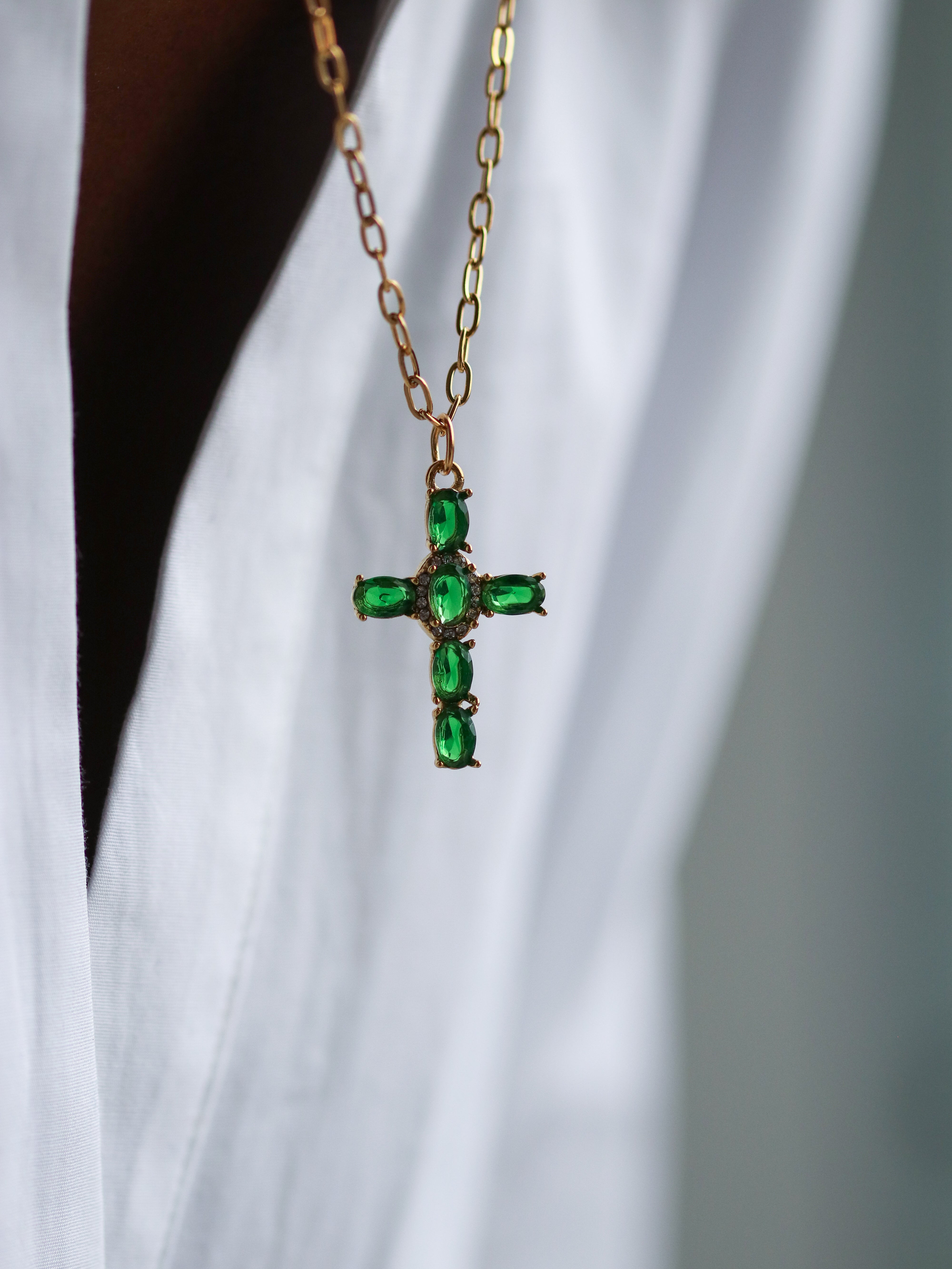 Talaia Bijoux Colliers Collier long Croix verte Bijoux