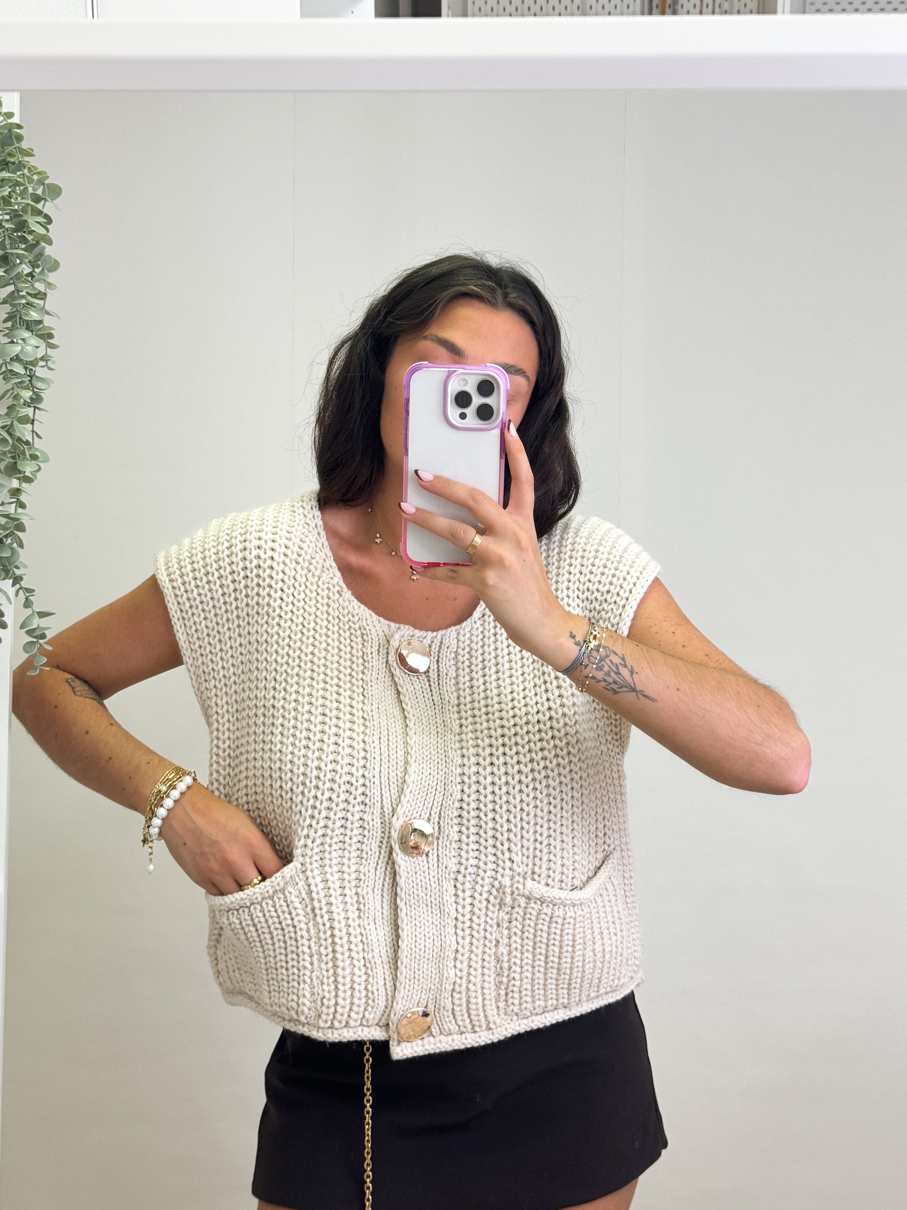 Talaia Bijoux Gilet sans manche Horia beige Bijoux