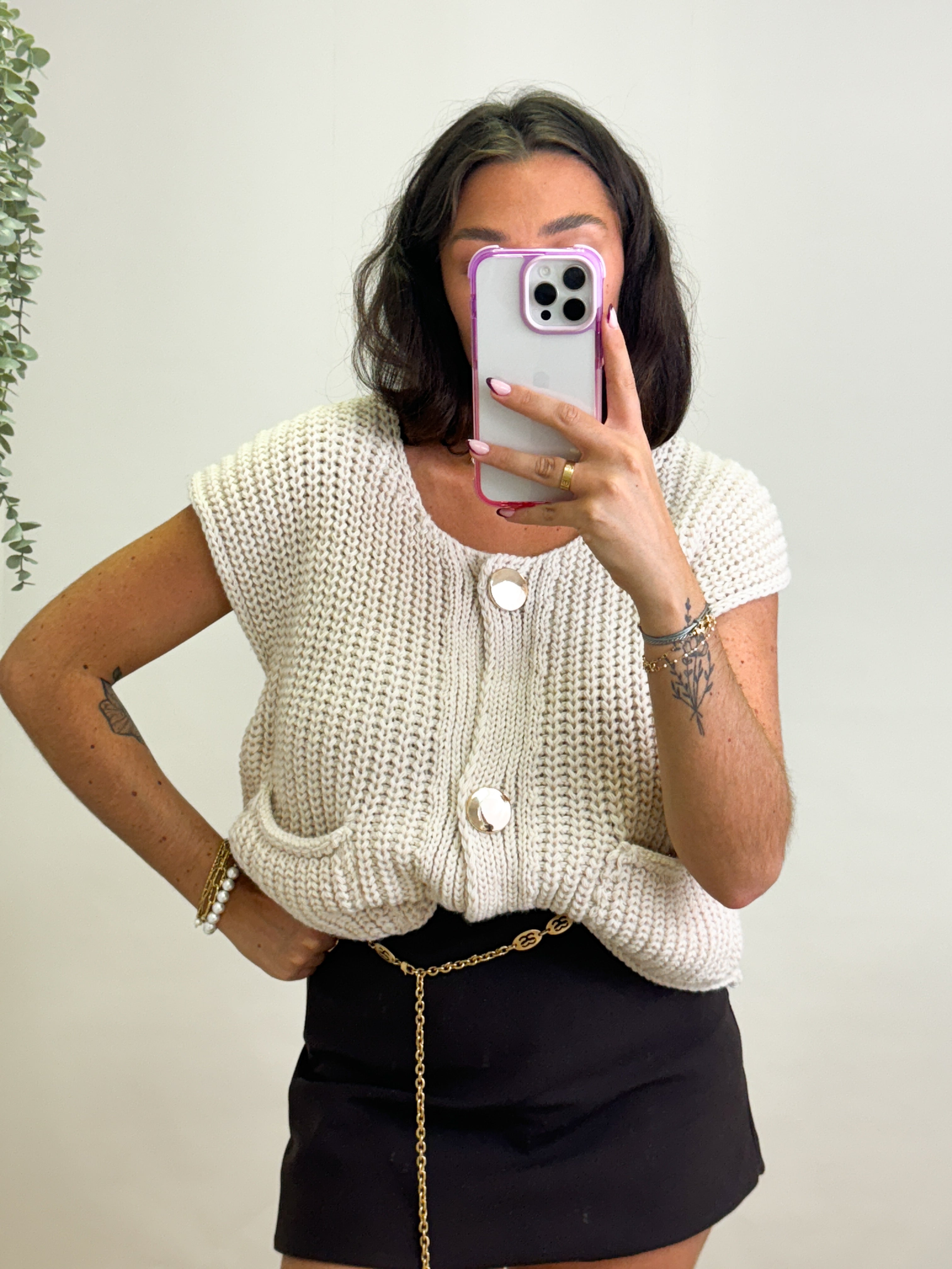 Talaia Bijoux Gilet sans manche Horia beige Bijoux
