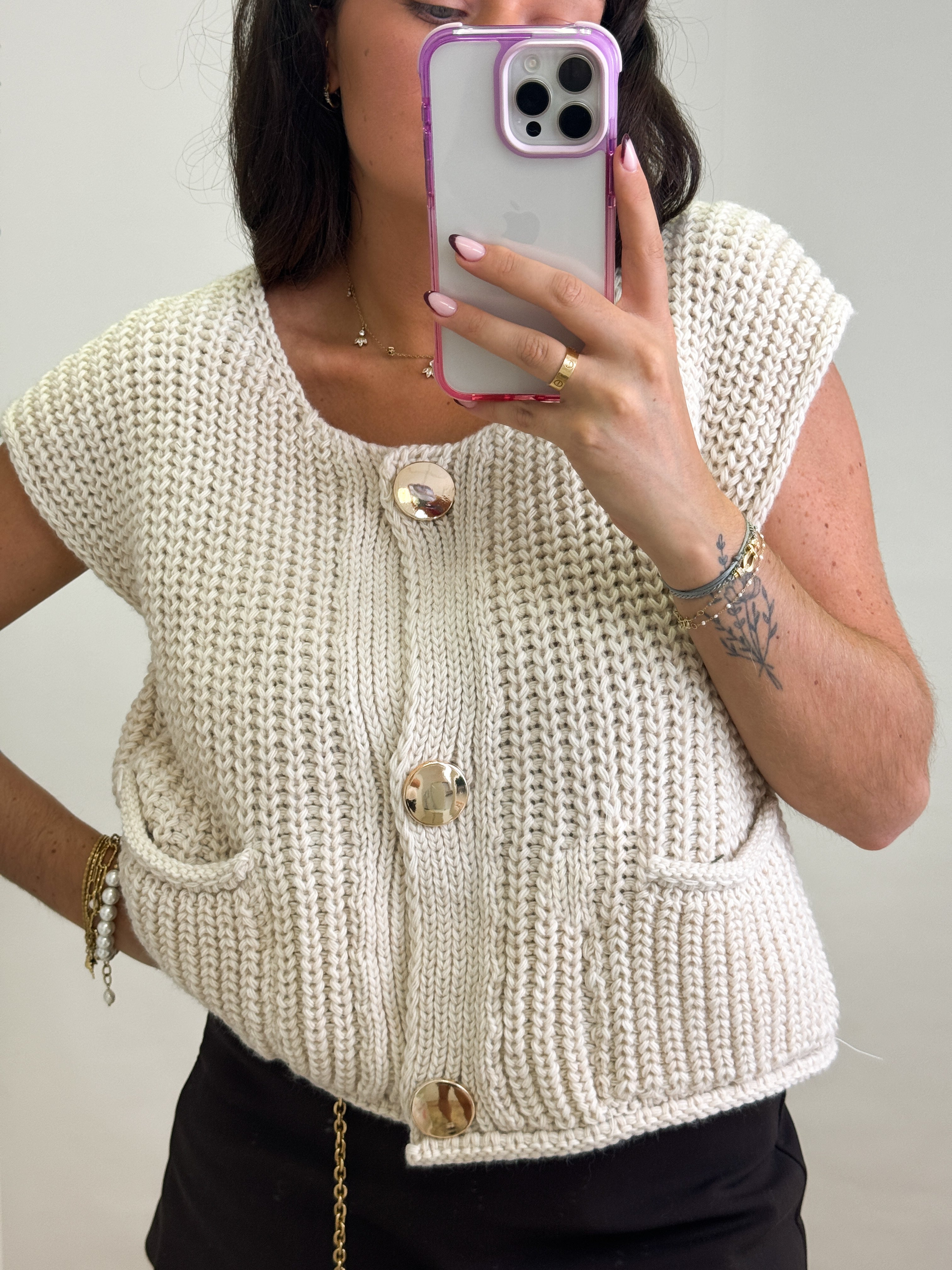 Talaia Bijoux Gilet sans manche Horia beige Bijoux