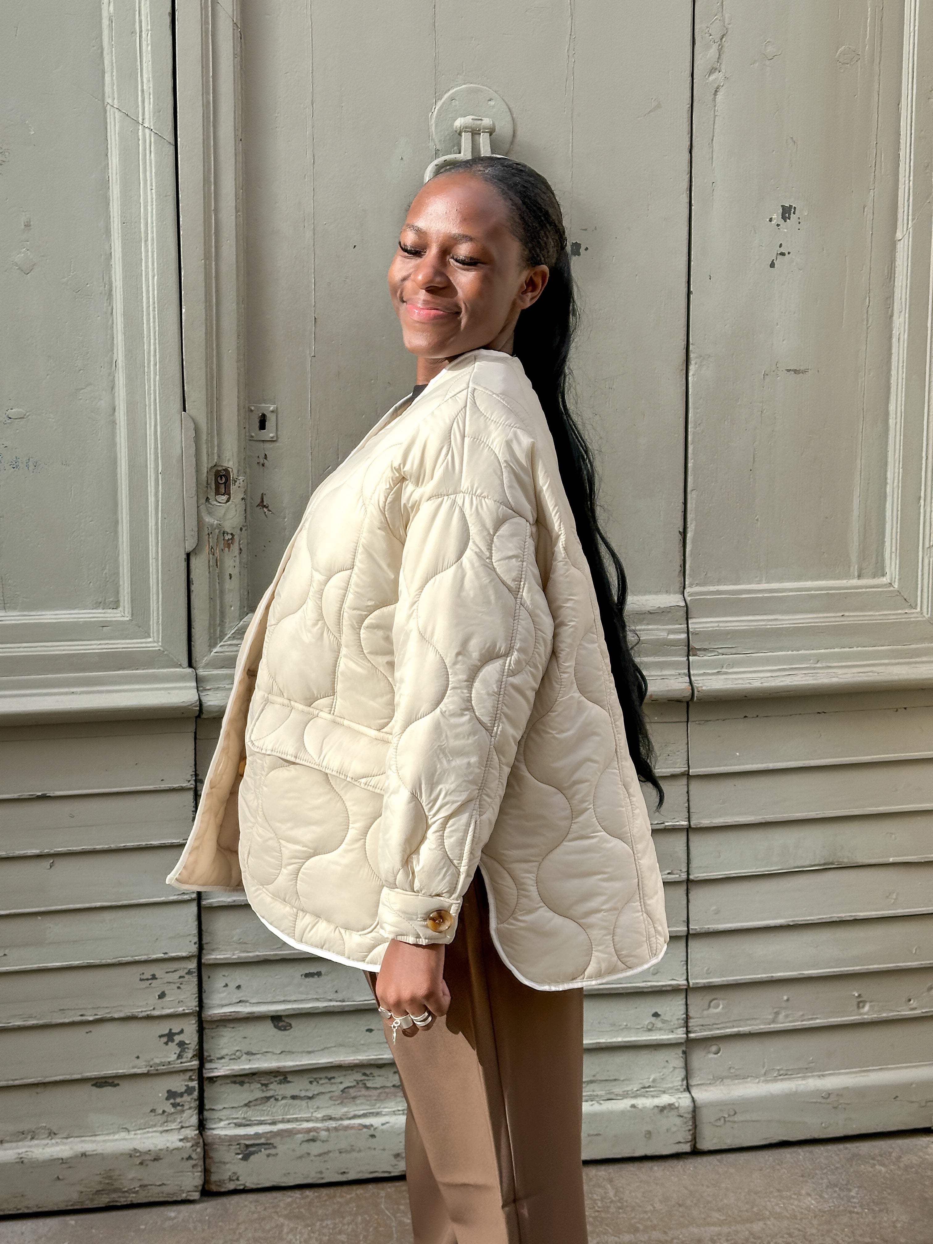 Talaia Bijoux Veste Matelassée crème Candice Bijoux