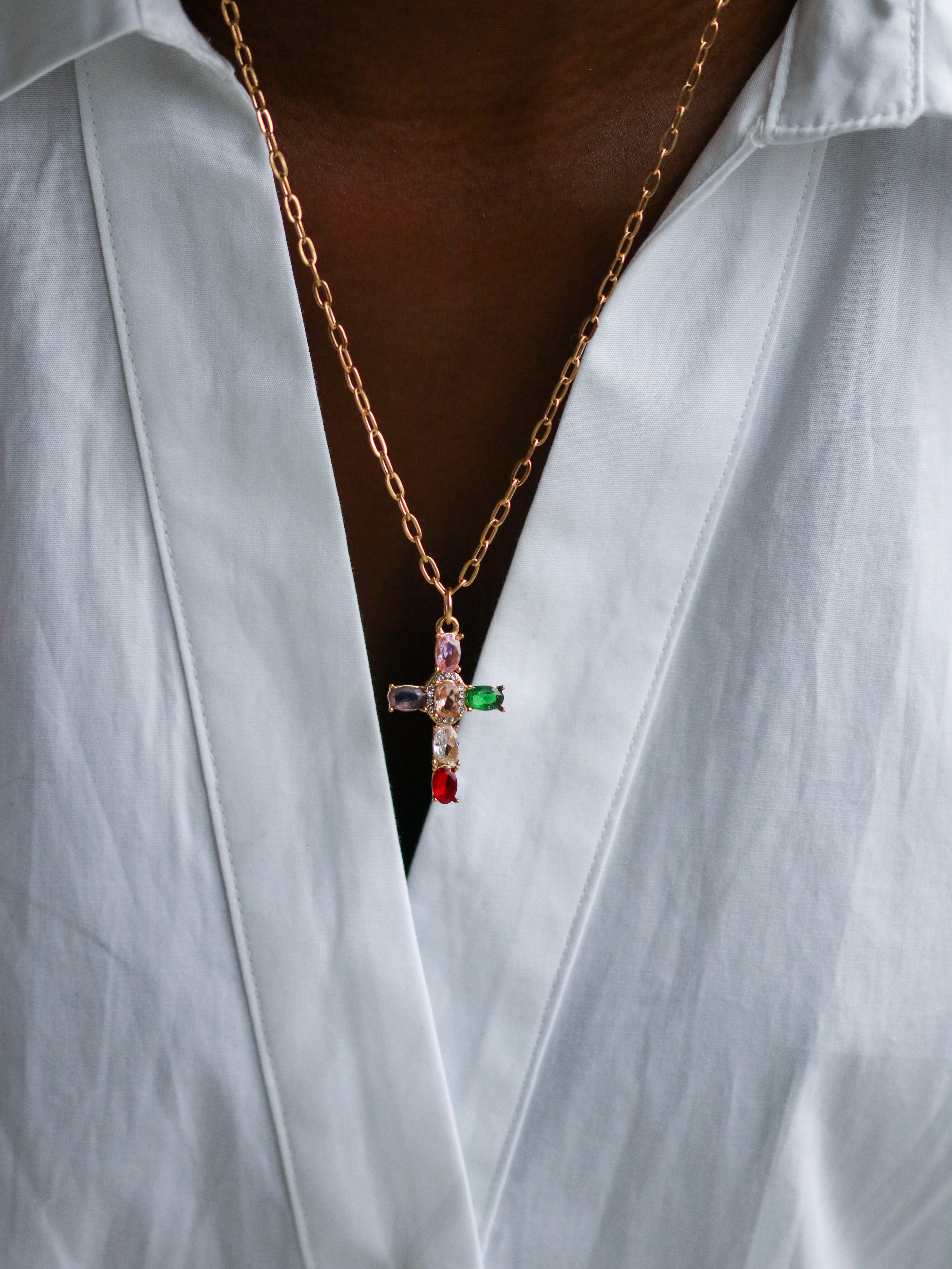 Talaia Bijoux Colliers Collier long Croix coloré Bijoux